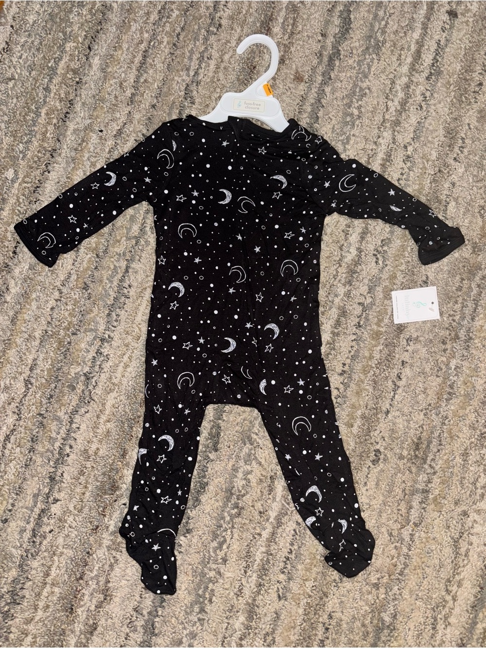 Lullaby Lane- Black Moon & Stars Footed One-Piece